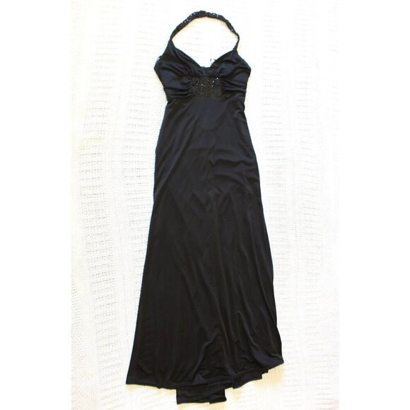 VTG Jessica McClintock Gunne Sax Black Maxi Sheath Dress Size 5/S Prom sequins - Picture 6 of 12